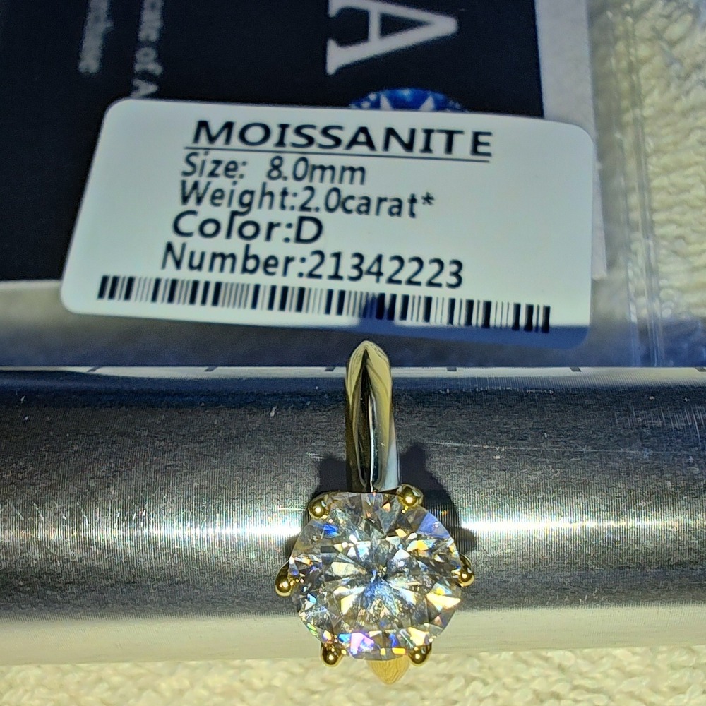 Solitaire Ring 2.0ct Moissanite D Color Gold Over Sterling Silver Adjustable - Picture 2 of 8